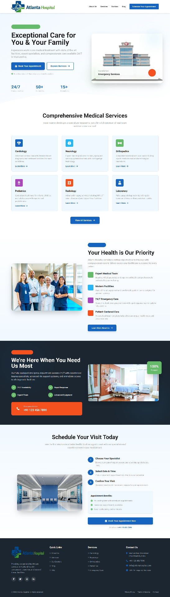 Atlanta Hospital — Multi-Specialty website screenshot designed by TruDigitals