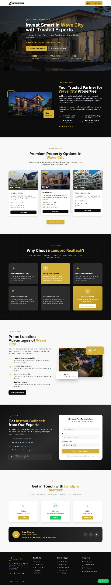Landpro Realtech website screenshot designed by TruDigitals