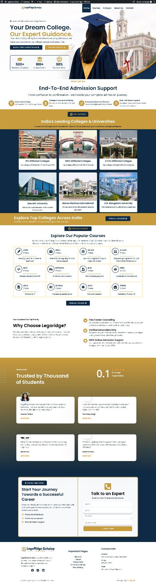 LegaRidge Scholaz — Admission Counseling Platform website screenshot designed by TruDigitals